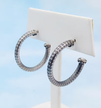 Load image into Gallery viewer, Crystal Capped Hoop Earrings with Texture - Chamilia