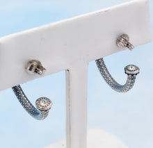 Load image into Gallery viewer, Crystal Capped Hoop Earrings with Texture - Chamilia