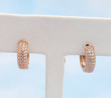Load image into Gallery viewer, Pave Huggie Hoop Earrings - Rose Gold Plated Sterling Silver