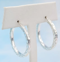Load image into Gallery viewer, 1.25" X Design Diamond Cut Silver Hoop Earrings - Sterling Silver