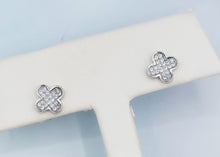 Load image into Gallery viewer, Pave Clover Stud Earrings - Sterling Silver
