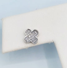 Load image into Gallery viewer, Pave Clover Stud Earrings - Sterling Silver