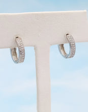Load image into Gallery viewer, Pave Double Row Huggie Hoop Earrings - Sterling Silver