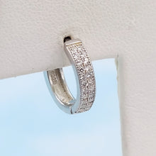 Load image into Gallery viewer, Pave Double Row Huggie Hoop Earrings - Sterling Silver