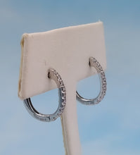 Load image into Gallery viewer, CZ Oval Huggie Hoop Earrings - Sterling Silver