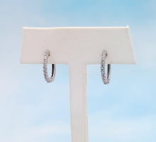 Load image into Gallery viewer, CZ Oval Huggie Hoop Earrings - Sterling Silver