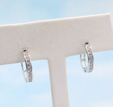 Load image into Gallery viewer, Single Row CZ Huggie Hoop Earrings - Sterling Silver