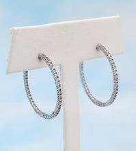 Load image into Gallery viewer, 1" Safety Lock Hoops with CZ Stones - Sterling Silver