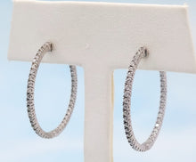 Load image into Gallery viewer, 1" Safety Lock Hoops with CZ Stones - Sterling Silver