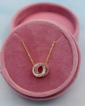 Load image into Gallery viewer, Pink Sapphire &amp; Diamond Love Necklace - 14K Yellow Gold