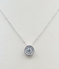 Load image into Gallery viewer, .15 Carat Illusion Diamond Bezel Necklace - 14K White Gold