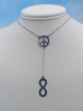 Load image into Gallery viewer, Peace Sign &amp; Infinity Drop Necklace - Sterling Silver