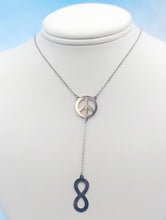 Load image into Gallery viewer, Peace Sign &amp; Infinity Drop Necklace - Sterling Silver