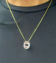 Load image into Gallery viewer, Pink Sapphire &amp; Diamond Love Necklace - 14K Yellow Gold