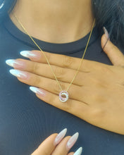 Load image into Gallery viewer, Pink Sapphire &amp; Diamond Love Necklace - 14K Yellow Gold
