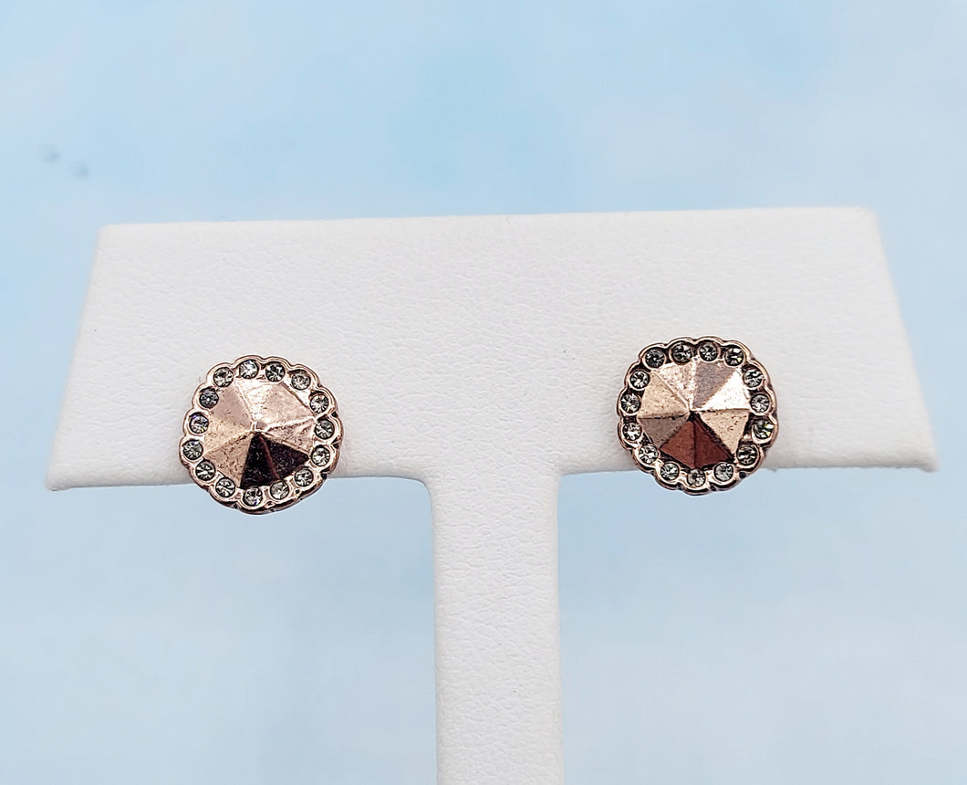 Disc CZ Stud Earrings - Rose Gold Plated