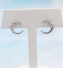 Load image into Gallery viewer, Hammered Crescent Moon Earrings - Sterling Silver