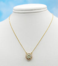 Load image into Gallery viewer, Yellow CZ with Halo Solitaire Necklace - Gold Plated Sterling Silver