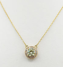 Load image into Gallery viewer, Yellow CZ with Halo Solitaire Necklace - Gold Plated Sterling Silver