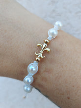 Load image into Gallery viewer, Fleur De Lis Pearl Bracelet - 14K Gold &amp; Pearl