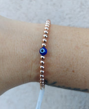 Load image into Gallery viewer, Rose Gold Evil Eye Beaded Bracelet