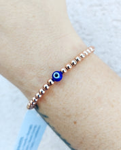 Load image into Gallery viewer, Rose Gold Evil Eye Beaded Bracelet