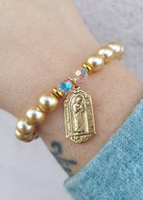 Load image into Gallery viewer, St. Jude Champagne Pearl Religious Stash Bracelet