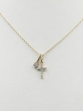 Load image into Gallery viewer, Diamond Cross Pendant &amp; Chain with Diamond Charm - 14K Yellow Gold