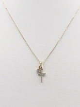 Load image into Gallery viewer, Diamond Cross Pendant &amp; Chain with Diamond Charm - 14K Yellow Gold