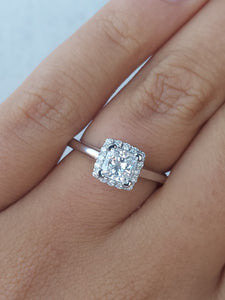 1.07 Carat Lab Princess Cut Diamond Engagement Ring - 14K White Gold