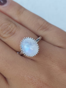 Oval Rainbow Moonstone Sterling Silver Ring - Samuel B