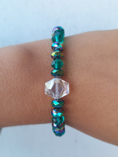 Rainbow Green w/Crystal Beaded Bracelet