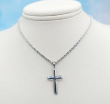 Load image into Gallery viewer, Polished  Flat Cross and Chain - Sterling Silver