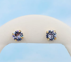 Smokey Mauve Crystal Stud Earrings - Yellow Gold Plated