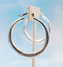 Load image into Gallery viewer, 1.5" Thick Bold Diamond Cut Hoops - Sterling Silver