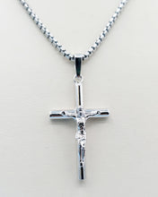 Load image into Gallery viewer, Crucifix Cross &amp; 24&quot; Round Box Chain - Sterling Silver