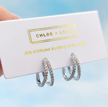 Load image into Gallery viewer, Split CZ Huggie Hoops - Chloe and Lois