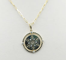 Load image into Gallery viewer, Snowflake &amp; Mountain Reversible Flip Diamond Necklace - 14K Yellow Gold