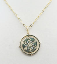 Load image into Gallery viewer, Snowflake &amp; Mountain Reversible Flip Diamond Necklace - 14K Yellow Gold