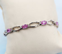 Load image into Gallery viewer, 7&quot; Pink Sapphire &amp; Diamond Bracelet - 14K White Gold