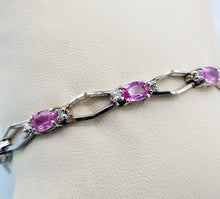 Load image into Gallery viewer, 7&quot; Pink Sapphire &amp; Diamond Bracelet - 14K White Gold