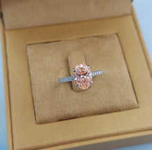 Load image into Gallery viewer, 2.09 Carat Oval Pink Lab Diamond Ring - 14K White Gold