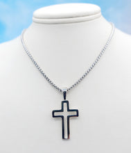 Load image into Gallery viewer, Cut Out Cross Pendant on 20&quot; Box Chain - Sterling Silver