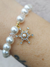 Load image into Gallery viewer, Pearl &amp; Crystal Snowflake on Pearl Bracelet - Elena Michele &amp; Marie&#39;s Exclusive