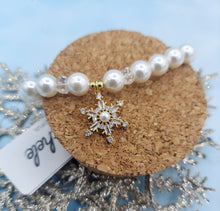 Load image into Gallery viewer, Pearl &amp; Crystal Snowflake on Pearl Bracelet - Elena Michele &amp; Marie&#39;s Exclusive