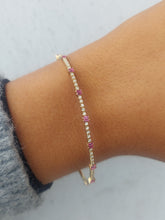 Load image into Gallery viewer, Ruby &amp; Diamond Flex Bangle Bracelet - 14K Yellow Gold