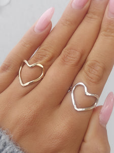 Lotus Love Open Heart Ring - Gold Filled