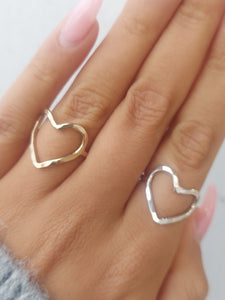 Lotus Love Open Heart Ring - Gold Filled