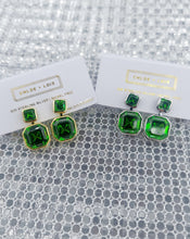 Load image into Gallery viewer, Moss Green Asscher Stud Earrings - Chloe &amp; Lois