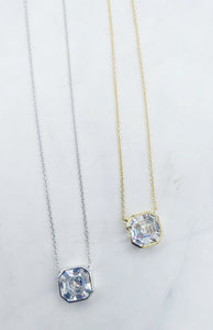 Clear Asscher Necklace - Chloe & Lois